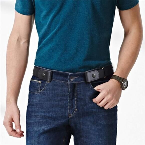 No Buckle Show Belt for Men Buckle Free Stretch Belt for Jeans Pants 1.38 Inches - Picture 6 of 7